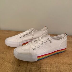 Jelly Pop Comfort Fit Slip On With Rainbow Stripes Size 7.5 New